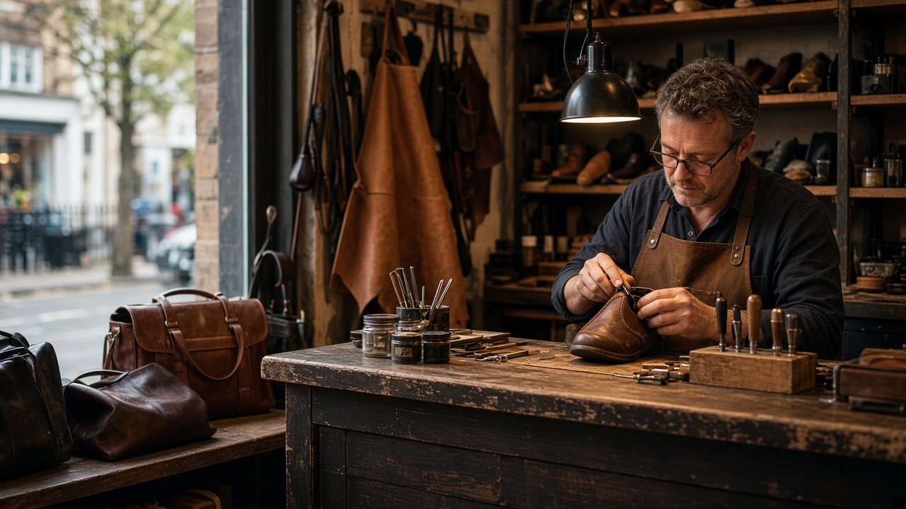 Shoe / leather repair workspace at Studio Skyorbit